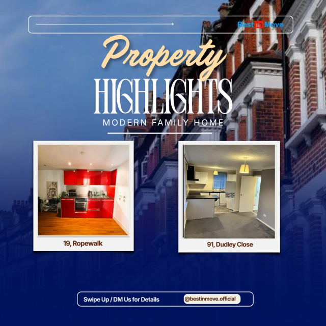 🏡 October Property Highlights ✨Two great options just hit the market this month — take a look! 👇📍 19, Ropewalk, NG1 – Nottingham
🛏 1 Bed | 🛁 1 Bath | 👥 Max 3 tenants
💰 £975/month (£225/week)
✅ Furnished | 🅿️ Parking available
📅 Available from 01 October 2026📍 91, Dudley Close, RM16 – Chafford Hundred, Grays
🛏 2 Bed | 🛁 1 Bath | 👥 Max 3 tenants
💰 £1,425/month (£328.85/week)
🔲 Unfurnished | 🅿️ Parking available
📅 Available from 29 July 2026Both properties are in fantastic locations and viewings are highly recommended — these won't stay on the market for long! 🔑📩 Swipe up or DM us for details
📲 @bestinmove.official#PropertyHighlights #ToLet #Nottingham #Grays #ChaffordHundred #UKLettings #RentalProperty #BestInMove
